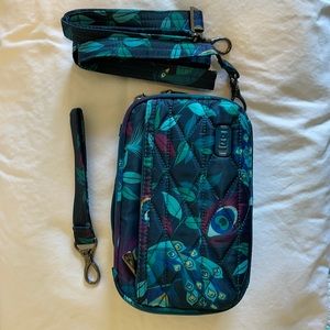 LUG Roundabout wallet/crossbody. Peacock print.
